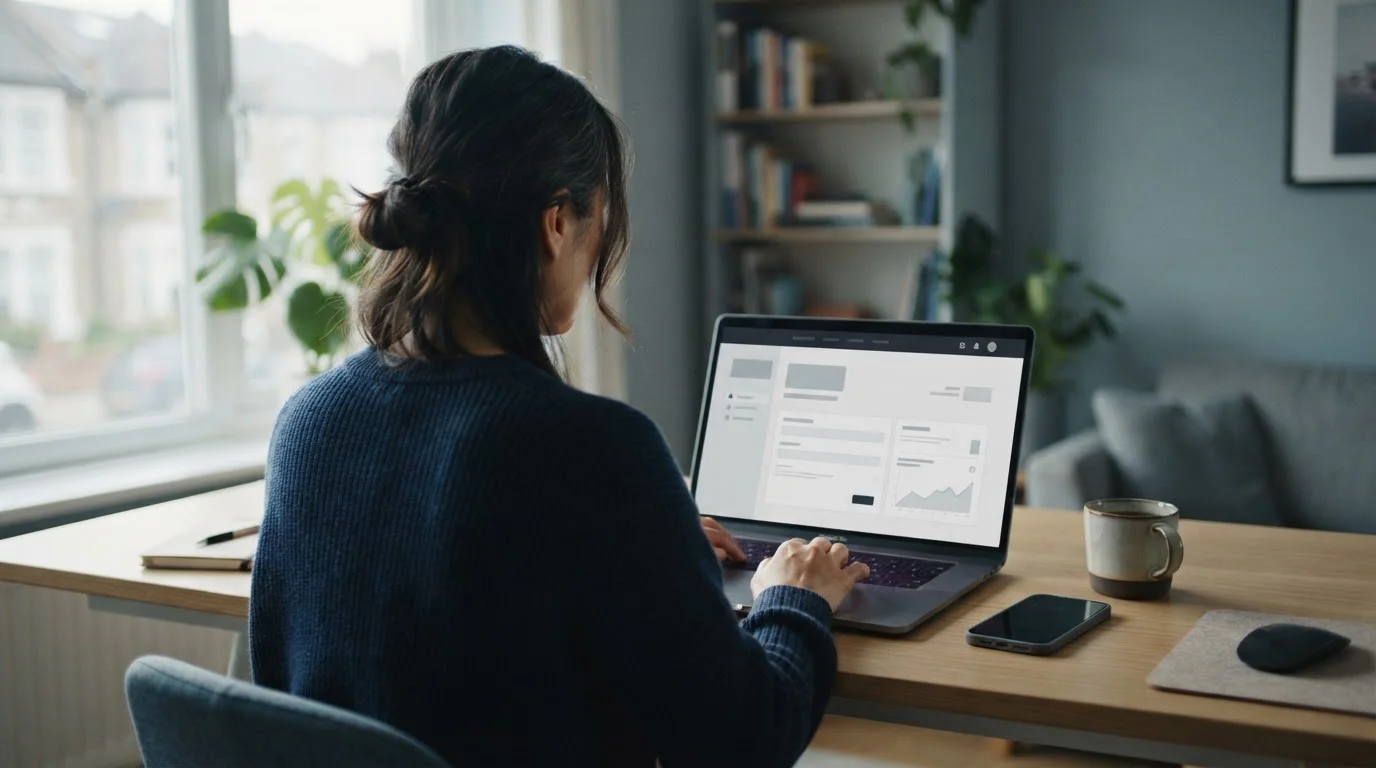 Person nutzt Online-Banking am Laptop für Sportwetten-Einzahlung