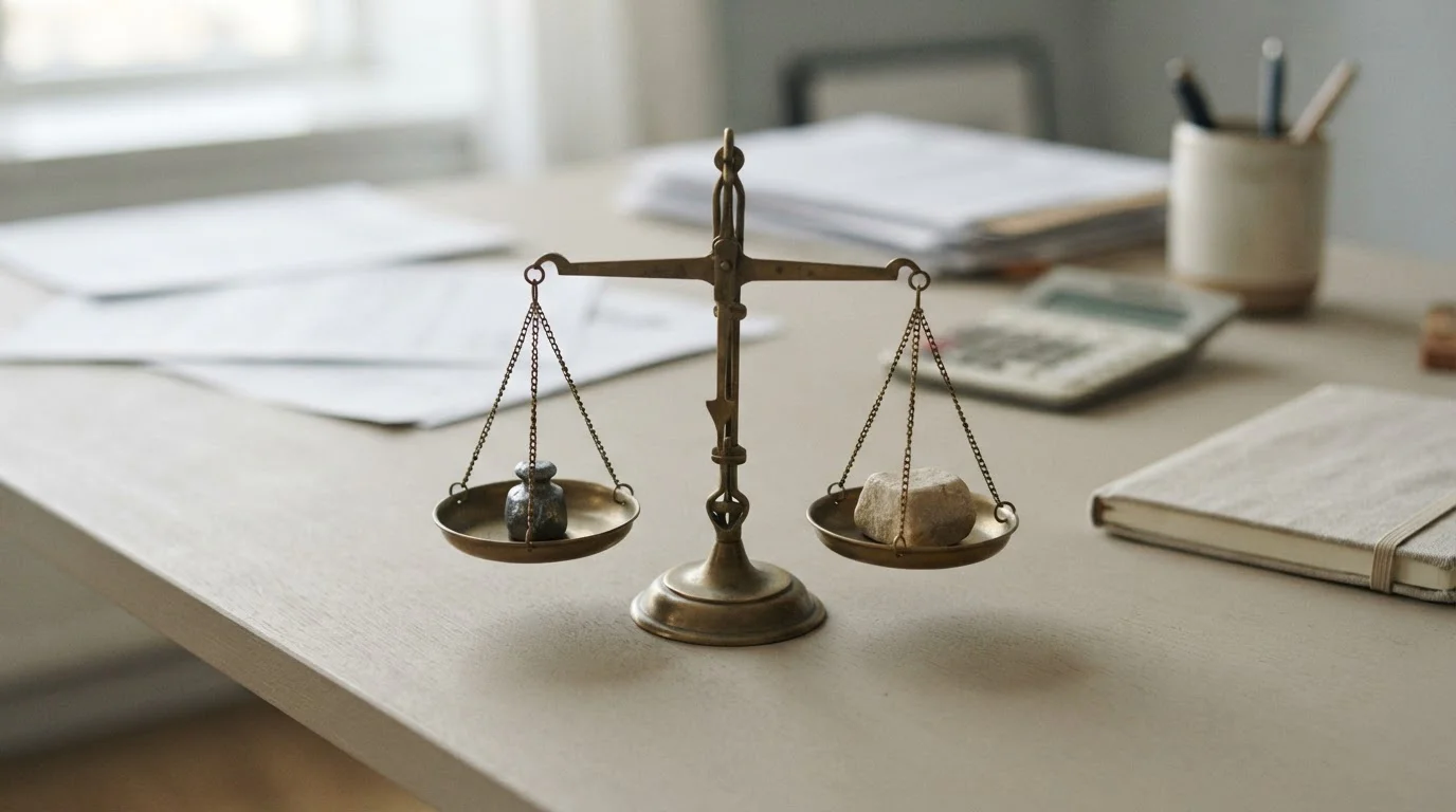 Waage symbolisiert Abwägung zwischen deutscher Lizenz und Offshore-Regulierung