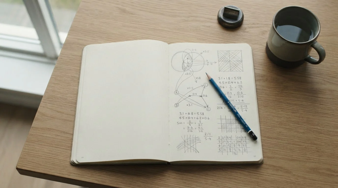 Notizen und schematische Berechnungen zu Kombiwetten auf neutralem Hintergrund