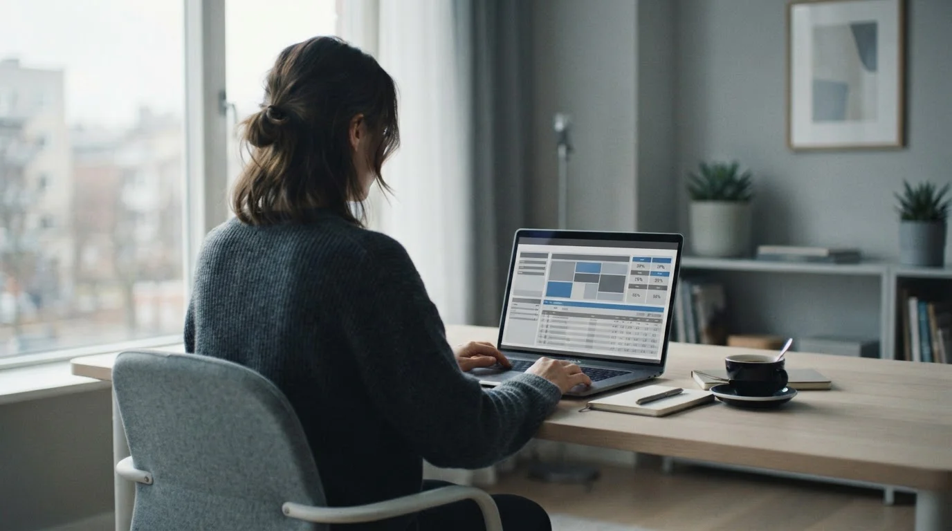 Person analysiert Sportwetten-Optionen mit niedriger Einzahlungsschwelle auf Laptop