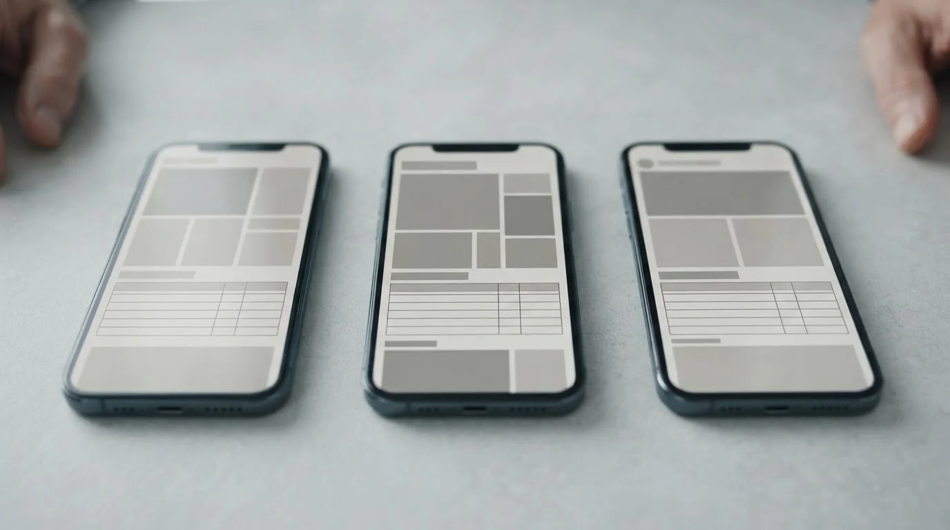 Mehrere Smartphones nebeneinander mit verschiedenen Wett-App-Interfaces im Vergleich