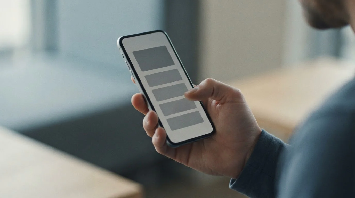 Hand wählt zwischen verschiedenen Zahlungsoptionen auf Smartphone-Bildschirm